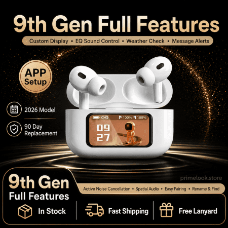 a9 pro touch screen display airpods with anc enc tws earbuds ios and android app supported airpods fere fit app