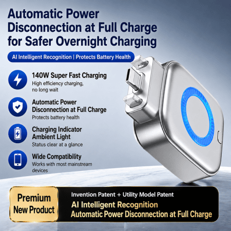 type c auto power cutoff charge separator protector supports up to 140w charging