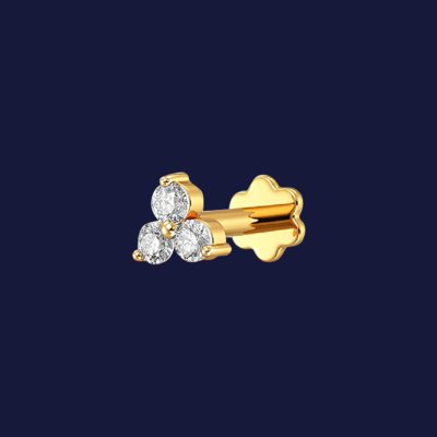 Three  Stone Diamond Cut Nose Pin