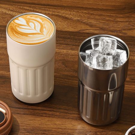 trendy durable smart coffee tumbler 316 stainless steel insulated mug with temperature indicator for home office and travel