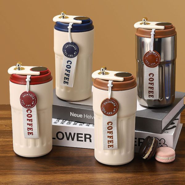 trendy durable smart coffee tumbler 316 stainless steel insulated mug with temperature indicator for home office and travel